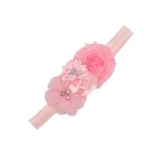 Ροζ κορδέλα με λουλούδια για τα μαλλιά 2