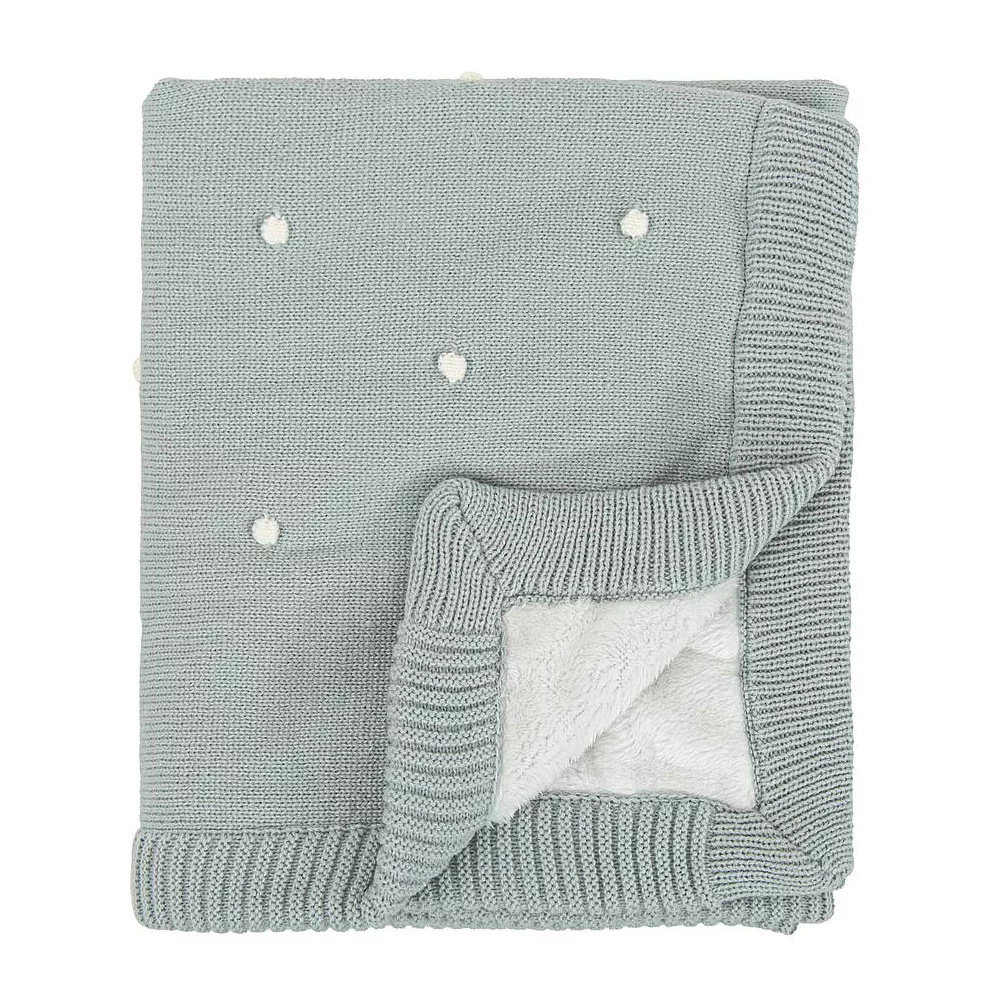 Κουβέρτα-πλεκτή-με-fleece-Coralina-Μέντα-80×110εκ.-2